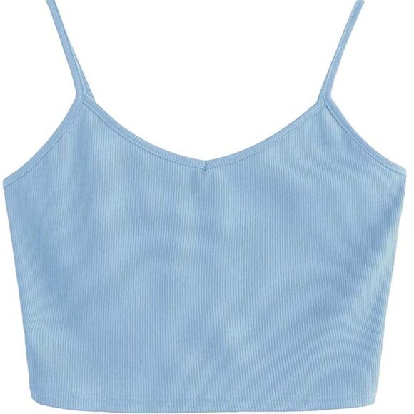 NWT Shein V Neck Sleeveless Ribbed Knit Crop Top- size M - Picture 1 of 2
